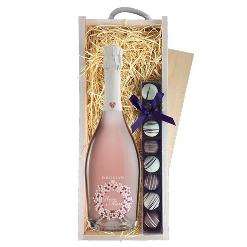 Drusian Spumante Rose Mari & Truffles, Wooden Box
